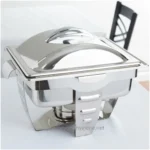 Stainless steel chafing dish for catering and buffet service, highlighting professional food warming equipment from Beyond Hygiene Asia.