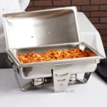 Vollrath 49520 9 Qt. Maximillian Steel Rectangular Chafer Full Size with Stainless Steel Accents