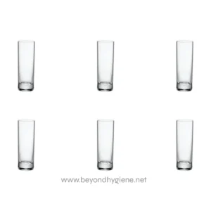 Clear drinking glasses for hygiene and beverage service at Beyond Hygiene Asia.