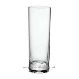 Clear glass tumbler for hygiene and sanitation needs, ideal for food service and beverage presentation in Asia.