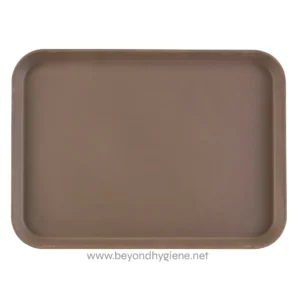 Durable beige plastic tray for hygiene and sanitation purposes, ideal for food service, medical, or industrial settings, ensuring cleanliness and organization.