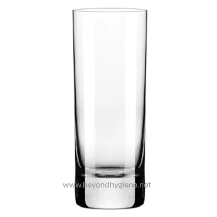 Clear tall drinking glass for beverages, hygiene, and hospitality use. Durable and hygienic glassware suitable for restaurants, cafes, and events. Perfect for clean drinking experiences.