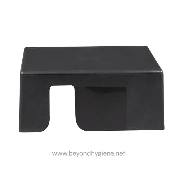 Heavy-duty black plastic foot pedal for hands-free waste bin operation at Beyond Hygiene Asia.