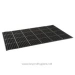 Rubber entrance mat with non-slip design for hygiene and safety | Beyond Hygiene Asia logo on black anti-fatigue floor mat for commercial use.