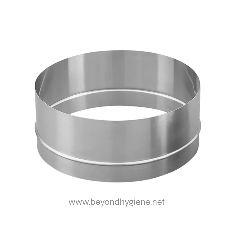 Stainless steel ring used in hygiene and sanitation equipment for industrial or commercial cleaning applications.