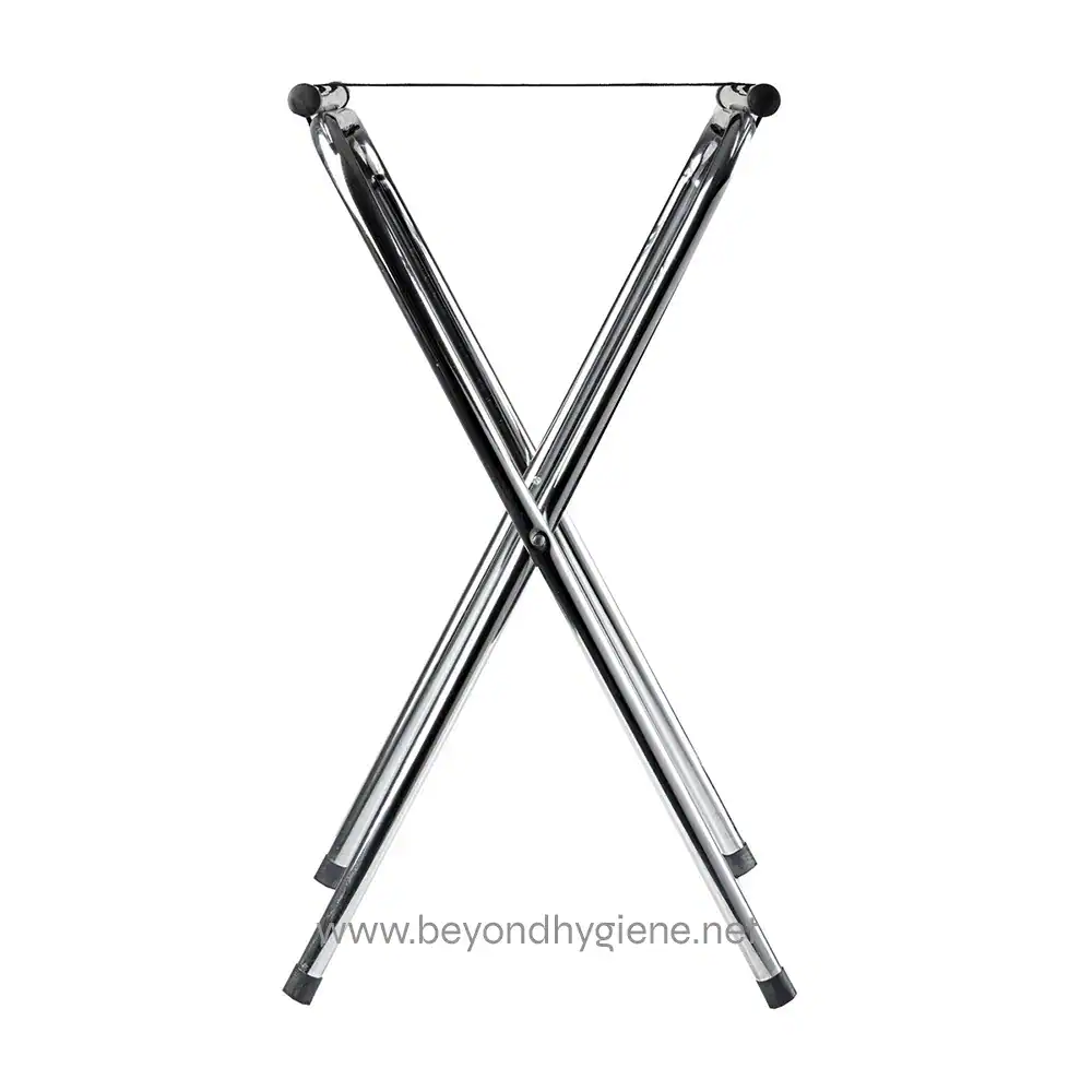 2 Chrome luggage rack for hotel and hospitality cleaning services, durable, portable, and easy to assemble, perfect for guest room sanitation and hygiene standards.