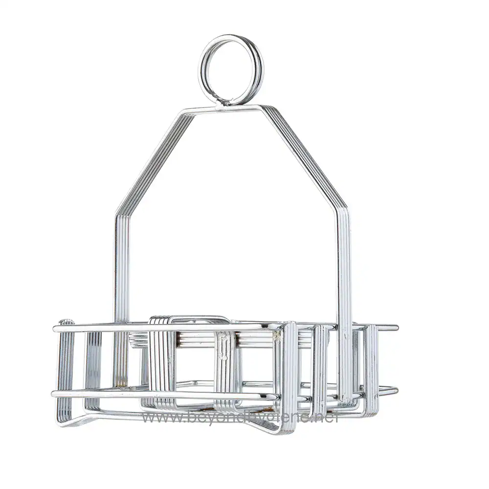 2Chrome 3-Compartment Condiment Rack Shower caddy rack for bathroom use, made of durable chrome-plated metal, ideal for organizing toiletries and shower essentials efficiently.