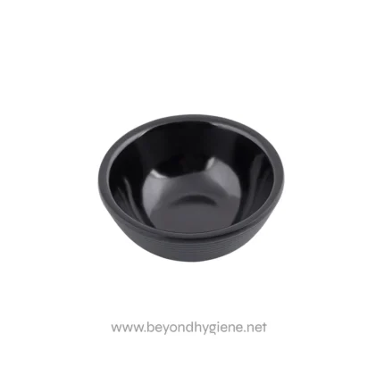 Black plastic bowl for hygiene purposes and food service.