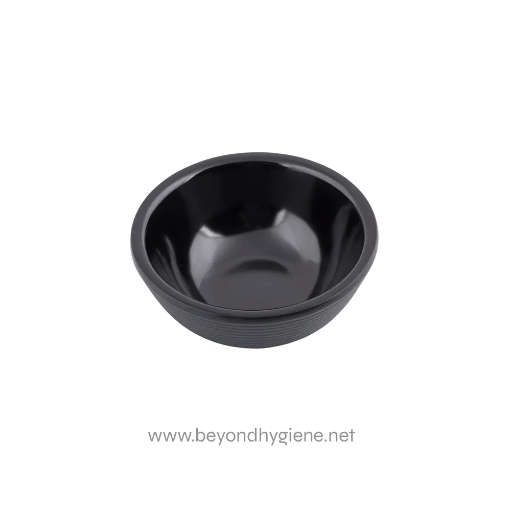 Black plastic bowl for hygiene purposes and food service.