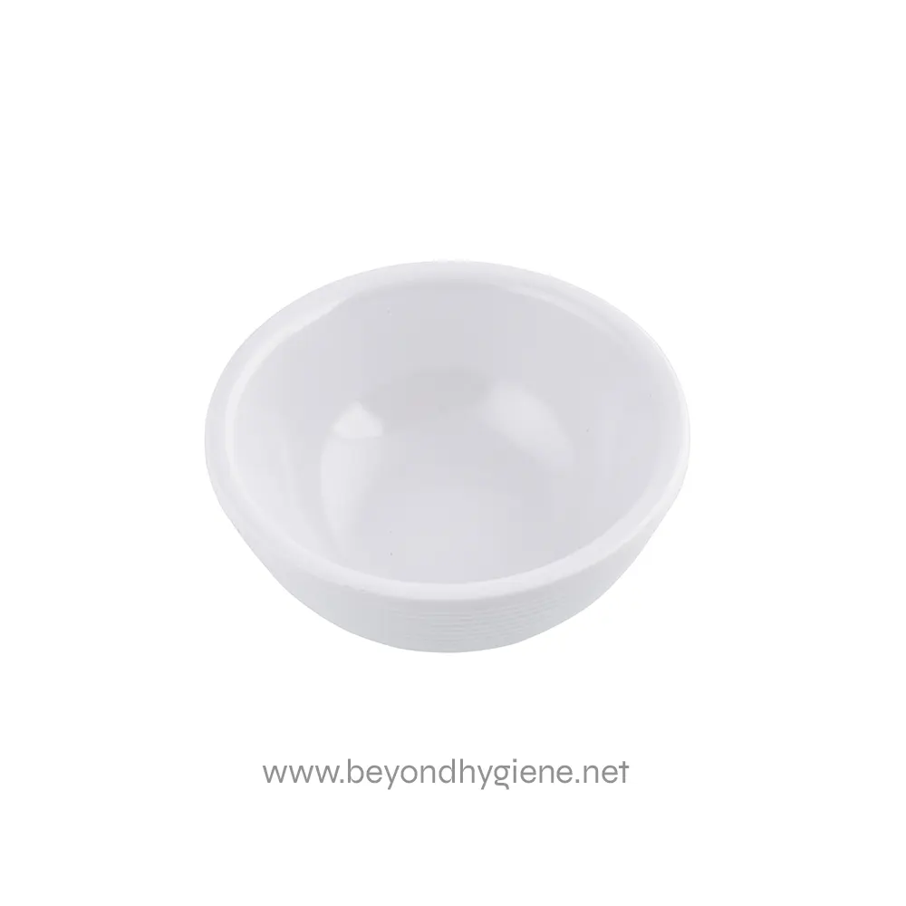 2 White plastic bowl for hygiene and sanitation purposes, ideal for Asian cleaning standards and sanitation solutions.