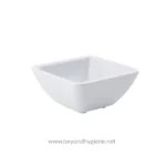 Tablecraft 4 Oz White Square Ribbed Ramekin - Image 3