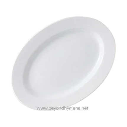 Clean white plastic disposable paper plate for hygiene and food service, ideal for catering, parties, and events, emphasizing hygiene and food safety in Asia.