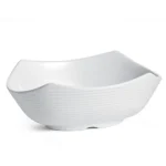 Porcelain hand wash basin with a modern, minimalist design, ideal for hygiene facilities and commercial spaces. Durable, sleek, and easy to clean, perfect for sanitary environments.