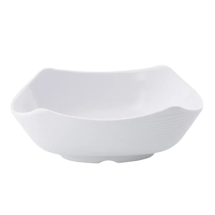 Elegant white ceramic bowl with textured exterior, ideal for hygiene and cleaning products in commercial or hospitality settings. Designed for durability and style.