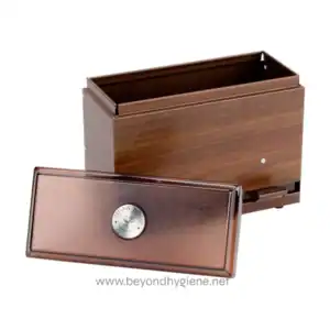 Stainless steel straw dispenser with a wooden finish, designed for hygienic storage and easy access in Asian hospitality and dining establishments.