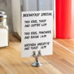 Vollrath 46795 1 1/2" Tall Stainless Steel Harp Menu / Card Holder