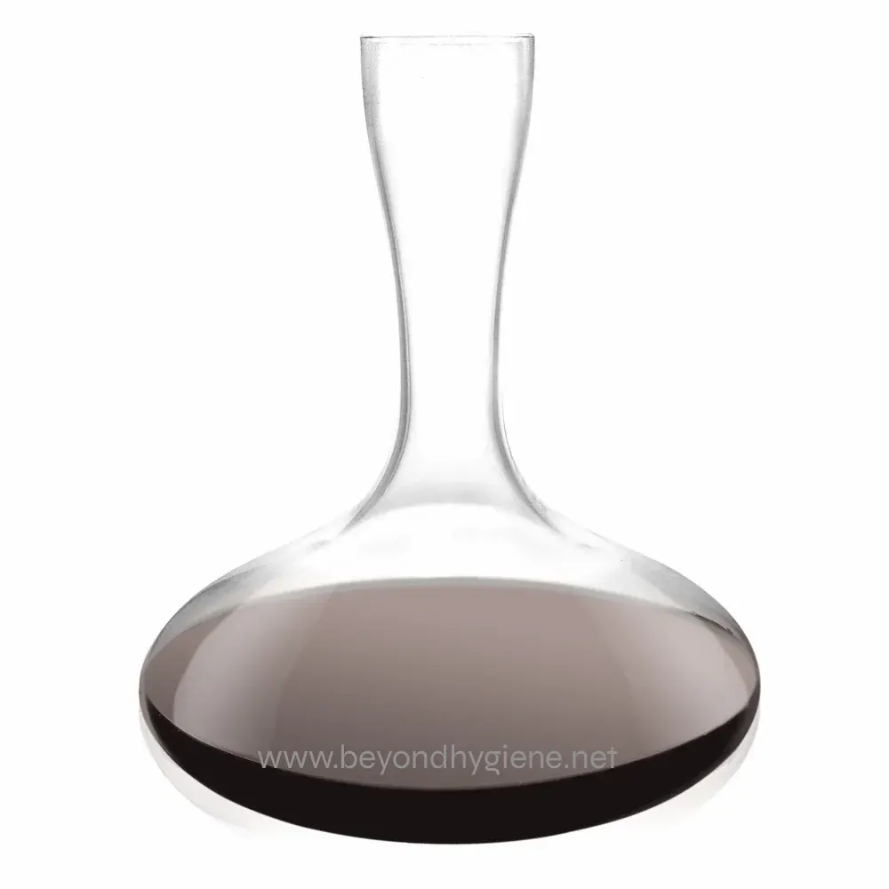 Liquid dispenser with black soap in a clear glass bottle for hygiene and sanitation purposes.
