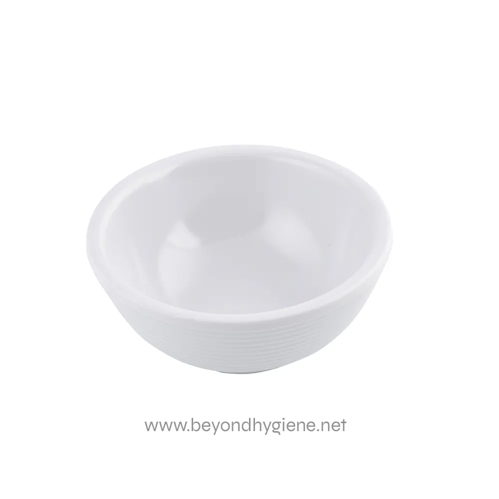 White ceramic bowl, ideal for food service, dining, or presentations, emphasizing hygiene, quality, and versatility for commercial or home use.