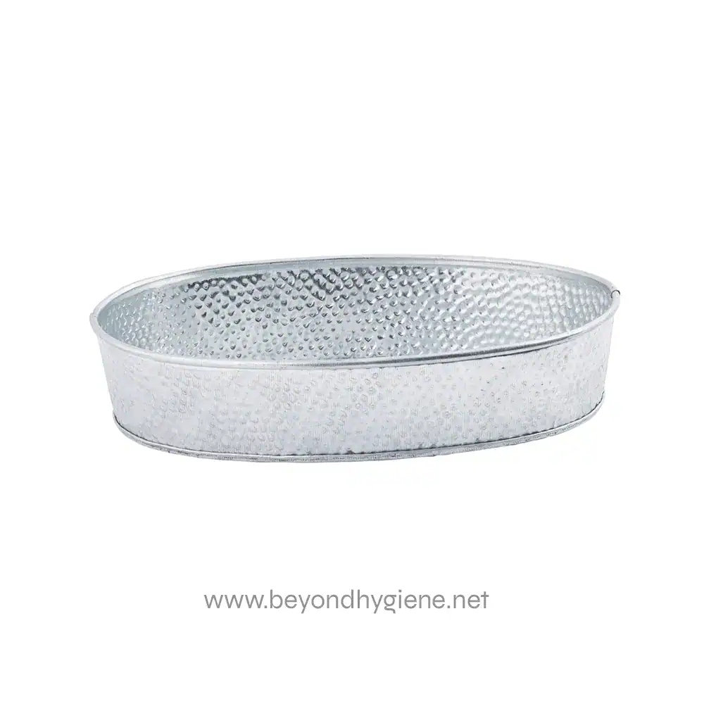 3 Aluminum soap dish with textured surface for bathroom hygiene and organization.