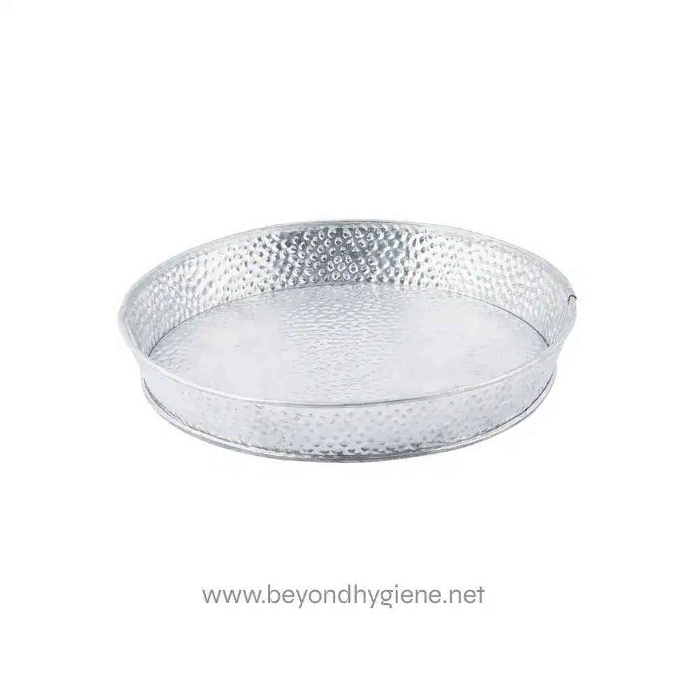3 Shiny silver oval serving tray with textured surface, ideal for catering and food presentation. Perfect for corporate events, parties, and professional catering services.