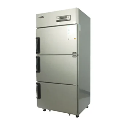 Heavy-duty commercial refrigerator for food storage, featuring multiple doors and temperature control, ideal for restaurants and industrial kitchens.