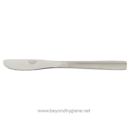 Stainless steel cake knife, professional baking utensil for slicing cakes and desserts. Durable and sleek design, ideal for bakery and catering use.
