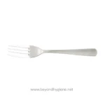 Stainless steel fork for hygiene and silverware use, suitable for food service and cleaning applications.
