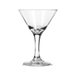 Clear martini glass, elegant and stylish, often used for cocktails, showcased on a white background for luxury beverage presentation.