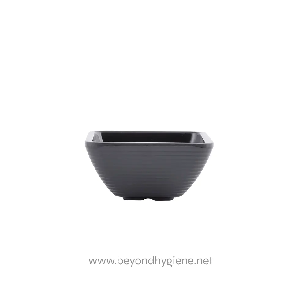4 Deep black ceramic bowl with a textured exterior, suitable for Asian cuisine or decorative purposes.