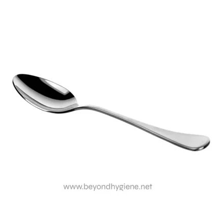 Stainless steel spoon for kitchen or dining, sleek and modern design, ideal for serving or eating food, premium quality cutlery from Beyond Hygiene Asia.