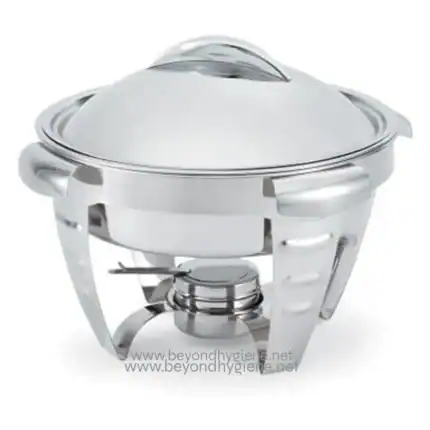 Stainless steel food warmer with a lid, ideal for catering and buffets, designed for professional kitchen hygiene and food safety standards.