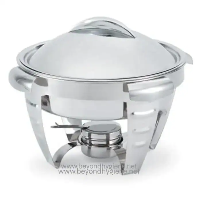 Stainless steel food warmer with a lid, ideal for catering and buffets, designed for professional kitchen hygiene and food safety standards.