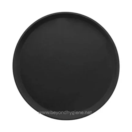 Black serving tray for hygiene and food presentation.