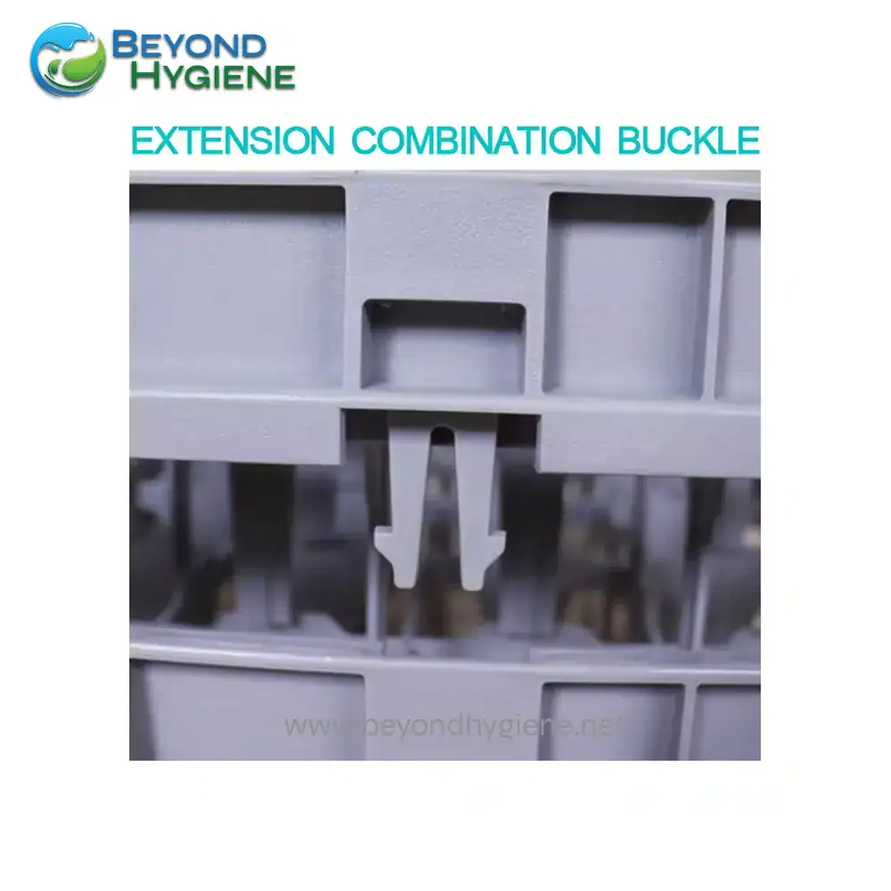 49 Compartment Full and Half 3 Extension combination buckle for hygiene equipment in Asia, ensuring secure attachment and durable connection in commercial cleaning and sanitation solutions.