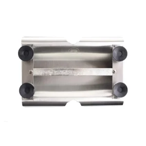 Stainless steel conveyor belt washer component for industrial hygiene cleaning processes.