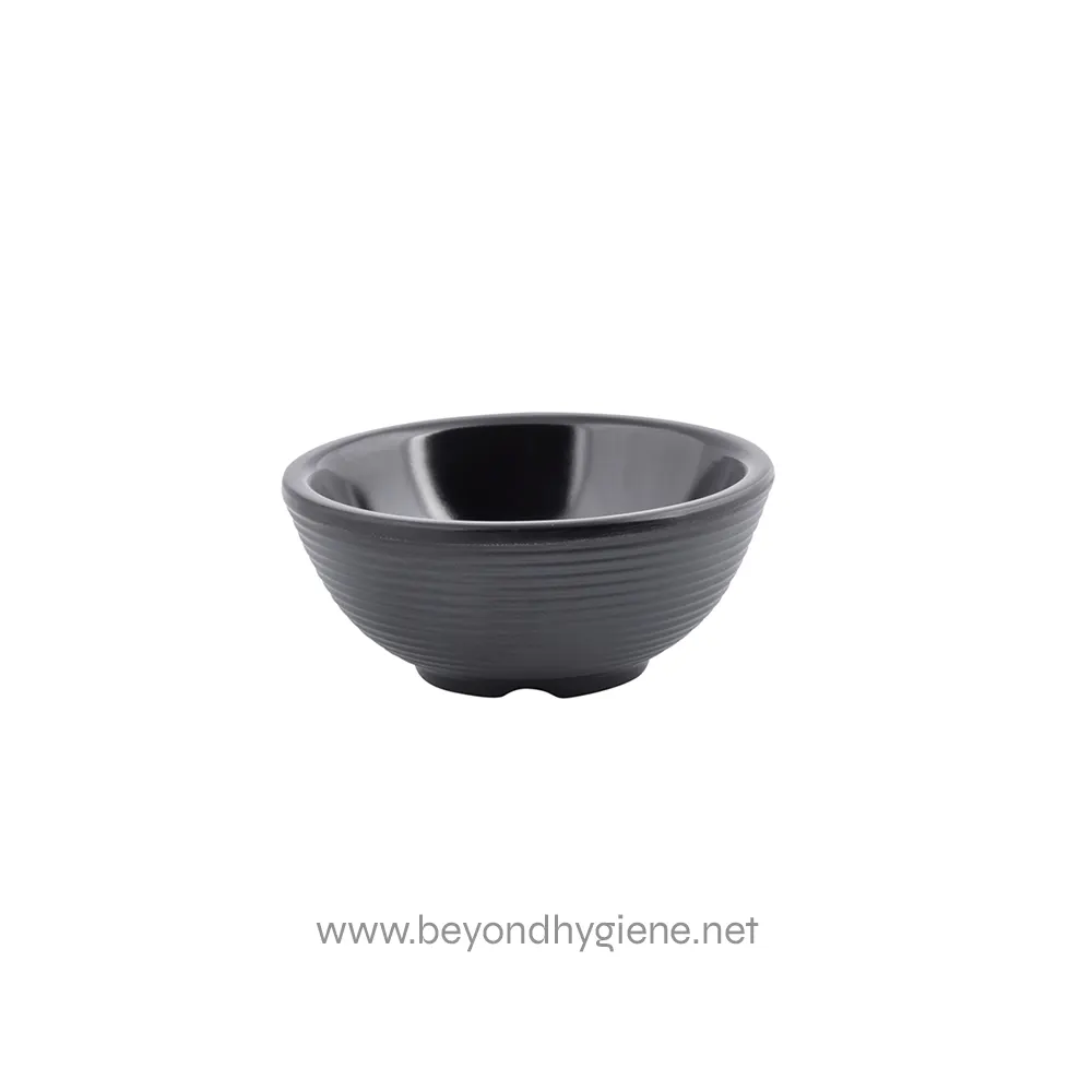 5 Black ceramic bowl with textured exterior, ideal for Asian cuisine or serving small dishes at Beyond Hygiene Asia.