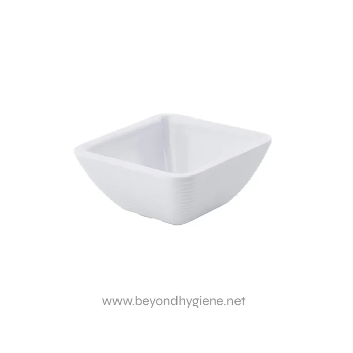 Stainless steel square bowl for hygiene cleaning and food service. Durable, easy to clean, ideal for commercial and household use. Perfect for food prep, serving, or sanitation purposes.