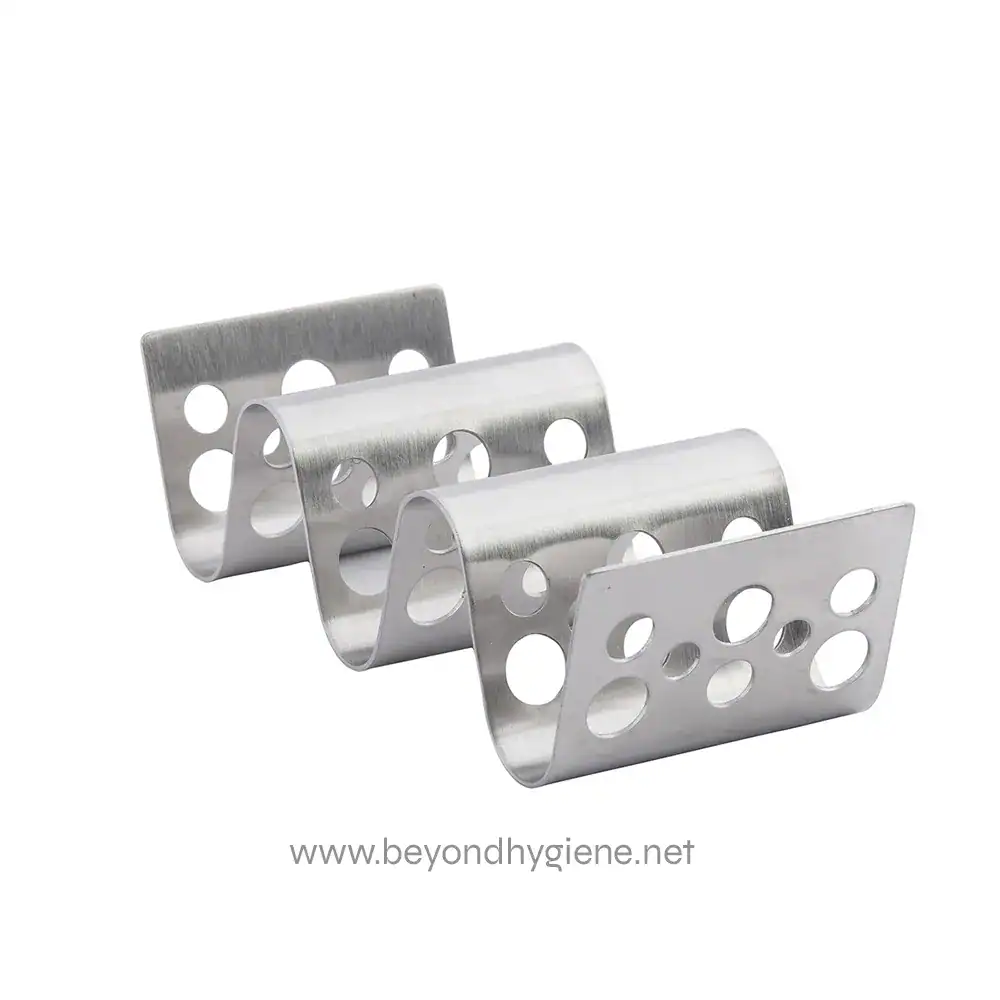 5Taco Taxi Medium Circle Pattern Server Stainless steel drain cover with multiple circular holes for efficient water drainage and hygiene. Durable and rust-resistant, ideal for commercial and residential bathrooms or kitchens.