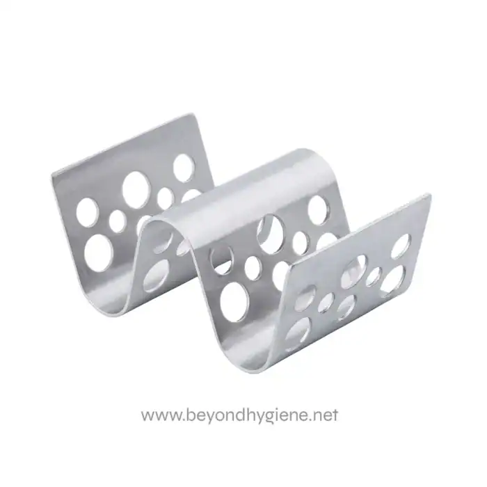 Stainless steel handrail bracket for commercial and industrial safety, durable support fixture, common in hygiene and sanitation facilities, from Beyond Hygiene Asia.