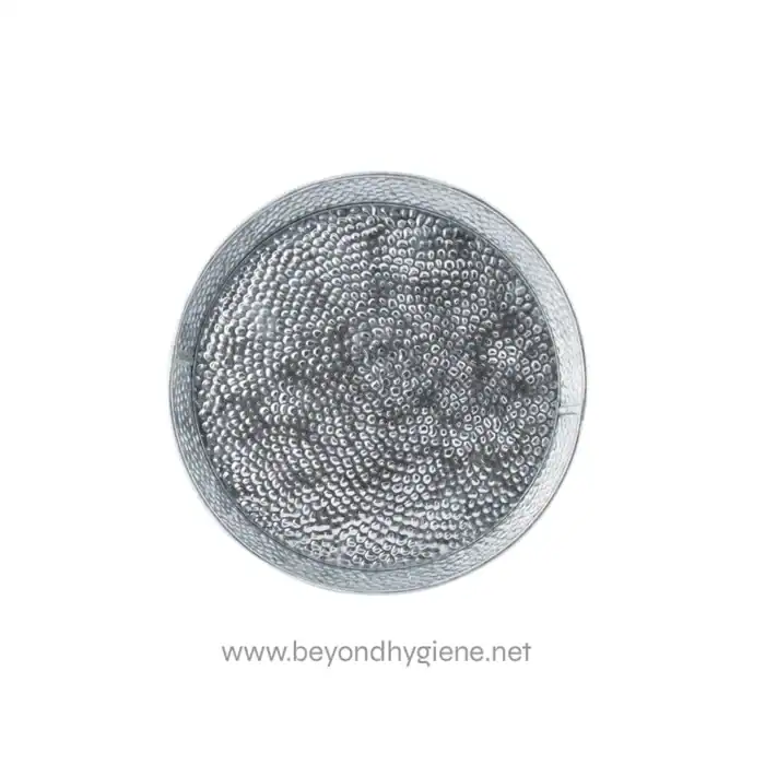 Stainless steel dish scrubber for industrial and household cleaning, durable and rust-resistant, ideal for scrubbing pots, pans, and cookware.