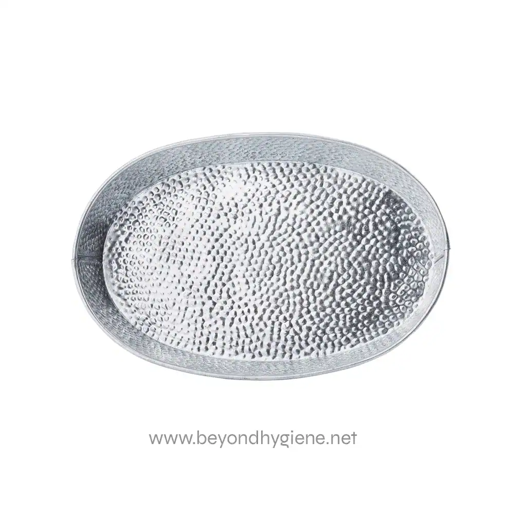 6 Stainless steel soap dish with textured surface, ideal for hygienic bathroom organization and easy cleaning. Perfect for storing soap in commercial and household settings.