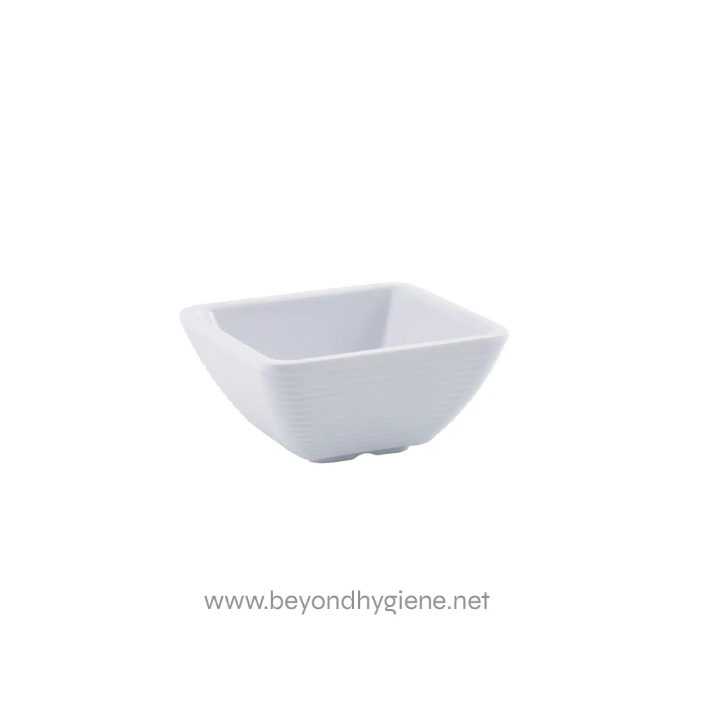 6 White ceramic square bowl for hygiene and food presentation.
