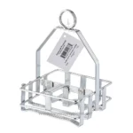 Stacked metallic bathroom and kitchen storage basket with tag, designed for organization and hygiene. Ideal for commercial or residential use, easy to clean and durable.