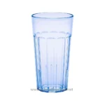 Clear plastic drinking glass with vertical ridges, suitable for hygiene and beverage occasions. Ideal for use in Asian hospitality and sanitation settings.