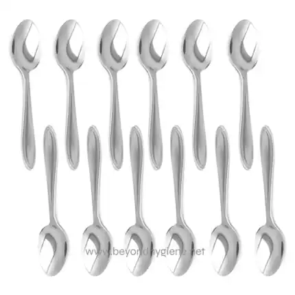 Spoons, stainless steel cutlery, tableware utensils, serving spoons, silverware set, dining accessories, Beyond Hygiene Asia, hygienic kitchen utensils, modern cutlery collection, durable silverware, reusable cutlery, Asian hygienic tableware, professional kitchen utensils, food service equipment.