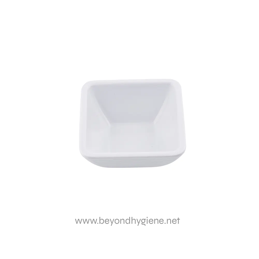 7 Stainless steel or plastic square soap dish used for hygiene and sanitation purposes, ideal for bathrooms and kitchens.