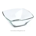 Clear glass bowl for hygiene and sanitation purposes in commercial and residential cleaning settings.
