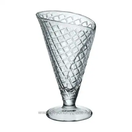 Elegant clear glass dessert bowl with a diamond pattern, ideal for serving sweets or appetizers, showcasing quality and style for catering and hospitality settings.