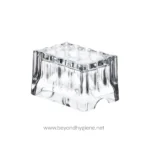 Shiny clear ice cube on white background, representing hygiene and cleanliness for Beyond Hygiene Asia.