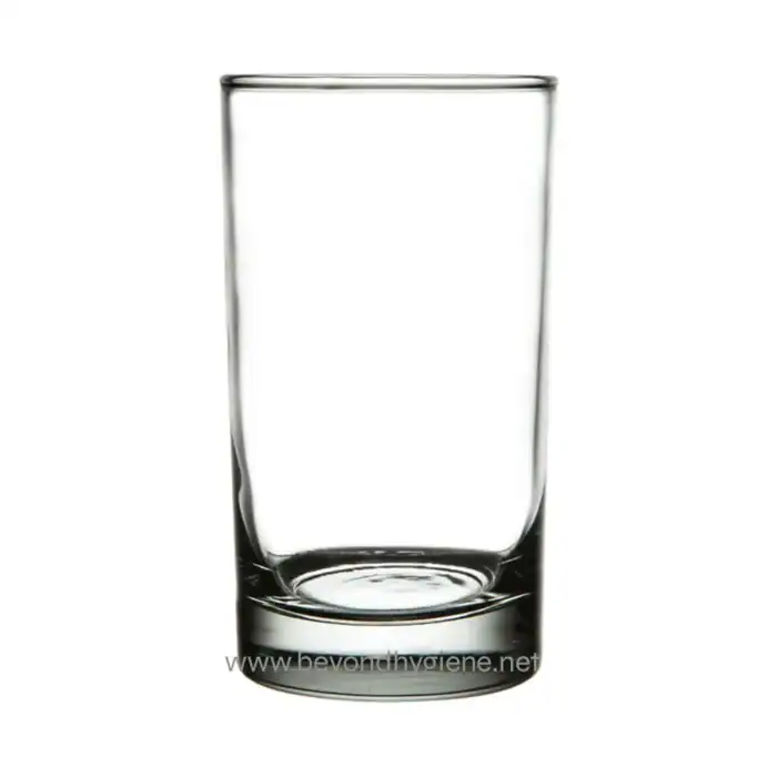 Empty glass for drinking water, transparent glass on a white background.
